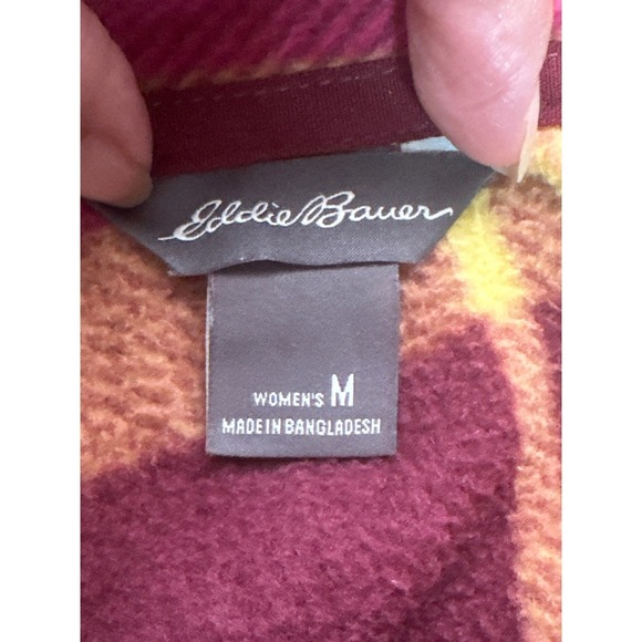 Eddie Bauer Womens Plaid Fleece 1/4 Zip Pullover Top Shirt Size M - Picture 6 of 11